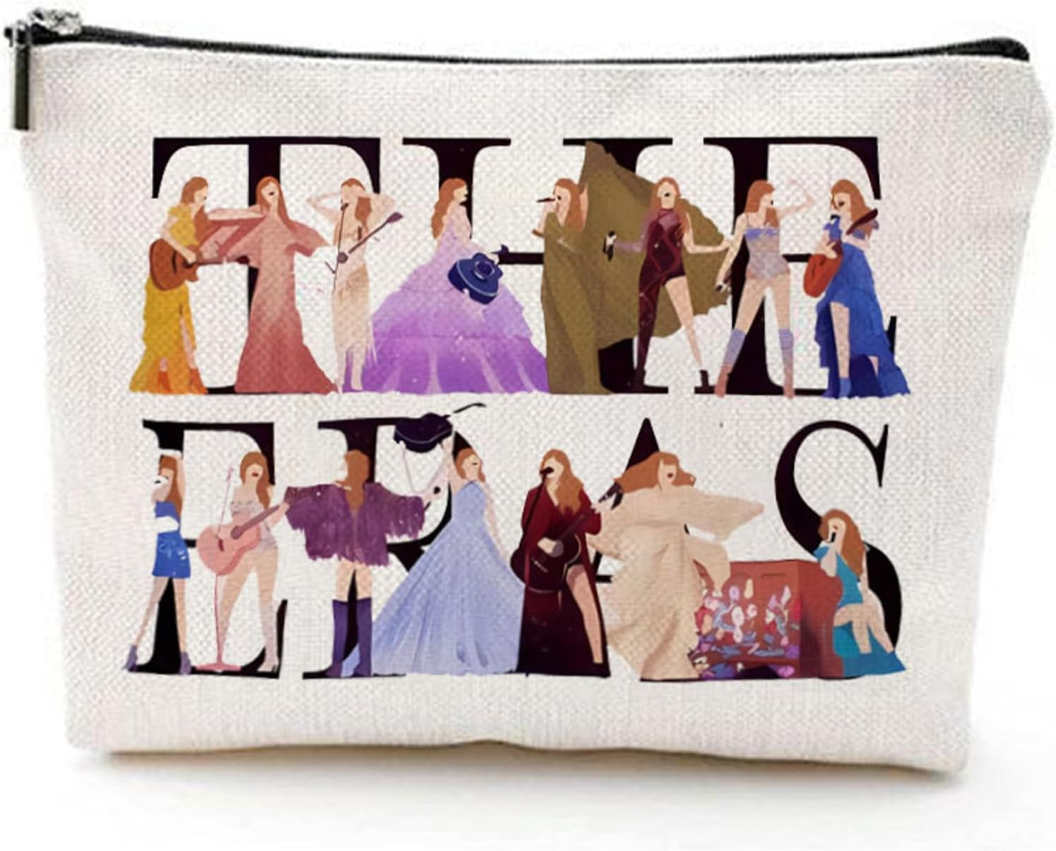 Small Makeup Bag for Handbag, Travel Toiletry Organiser, Makeup Brush Pouch Cosmetic Bags, Music Alphabet Animal Theme Bag, Compact Portable Storage for Women Girls