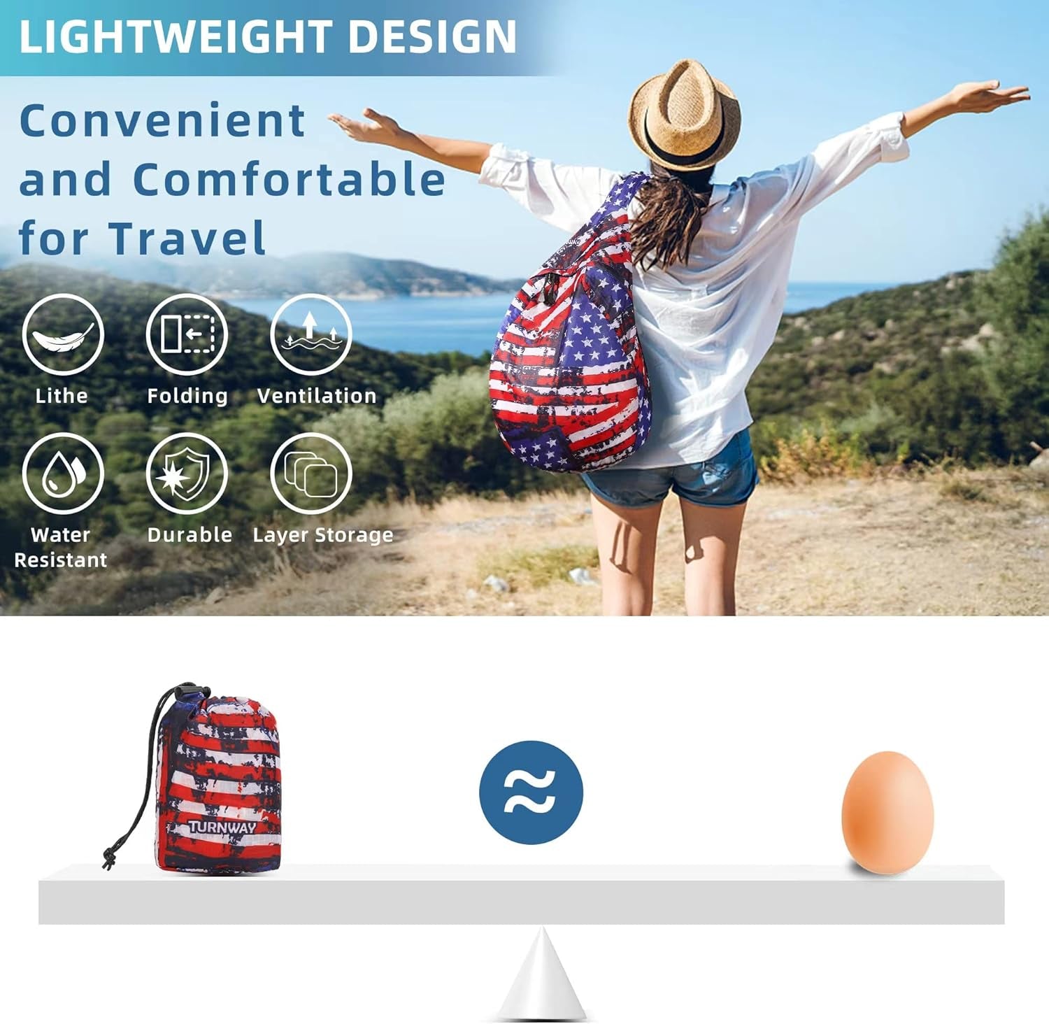 Ultra Lightweight Water-Resistant Packable Backpack, Foldable Hiking Daypack for Travel Camping Cycling Outdoor