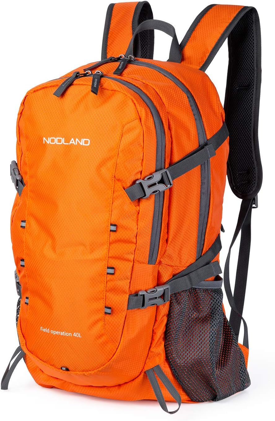 NODLAND Lightweight Backpack, Travel 40L Foldable Water-Resistant Daypack, Hiking Outdoor Camping Rucksack for Men Women