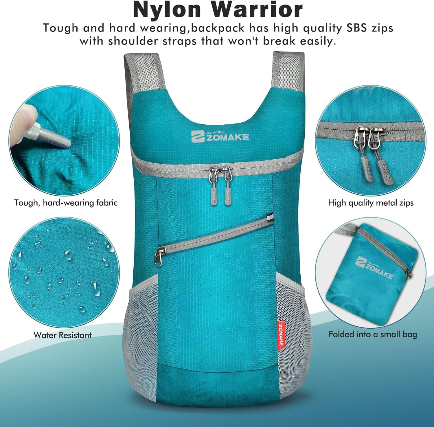 Lightweight Packable Backpack 14L - Foldable Backpack Small Daypack Hiking Backpack Water-Resistant Day Bag for Travel(Dark Green)