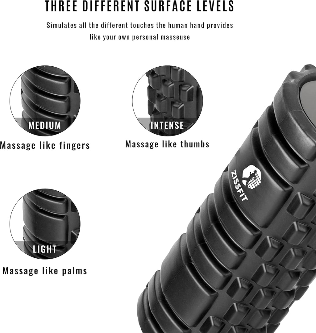 Foam Roller with Massage Balls, Back Roller for Back Pain, Muscles, and Deep Tissue Exercise, High Density EVA Material Massage Roller for Physio-Therapy, Body Fitness and Myofascial Release (Black)