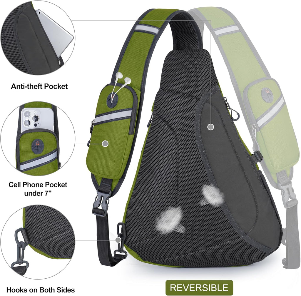 NEVO RHINO Crossbody Sling Backpack 18L Large Sling Bag for Men with Phone Pocket Shoulder Bag for Men, Women Sport Daypack