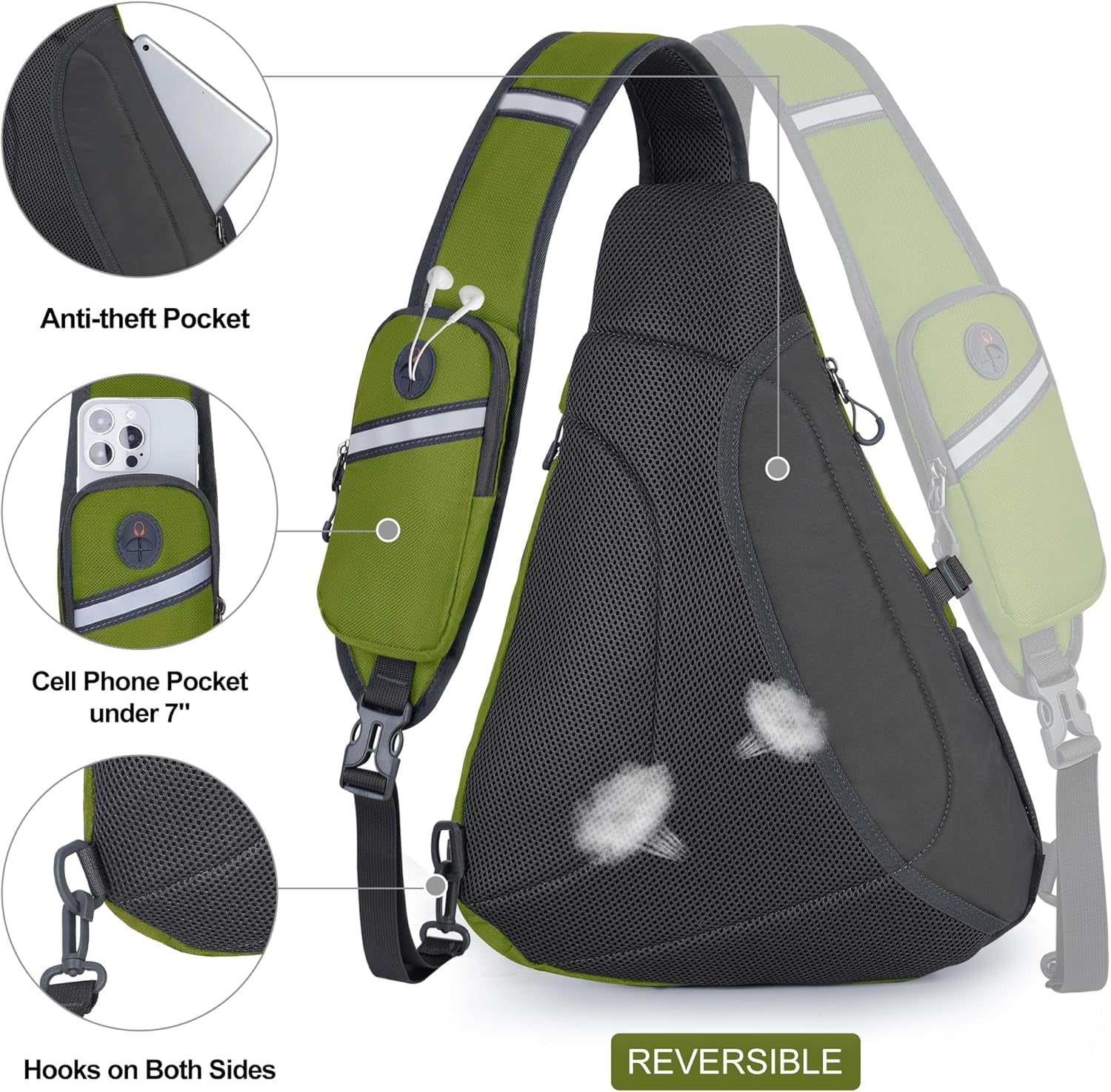 NEVO RHINO Crossbody Sling Backpack 18L Large Sling Bag for Men with Phone Pocket Shoulder Bag for Men, Women Sport Daypack