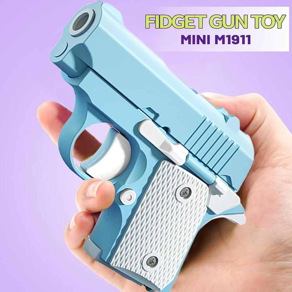 Fidget Toys for Adults, 1911 3D Printed Small Pistol Toys, Stress Relief Pistol Toys Suitable for Relieving ADHD, Anxiety, Suitable Toys for Friends Adults and Kids Best Gift, Blue&Pink