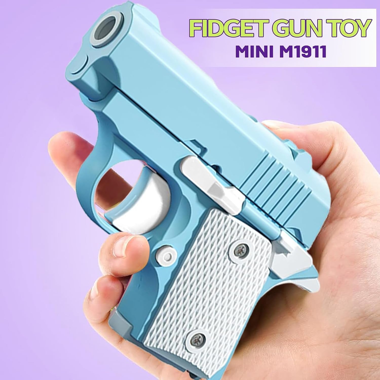 Fidget Toys for Adults, 1911 3D Printed Small Pistol Toys, Stress Relief Pistol Toys Suitable for Relieving ADHD, Anxiety, Suitable Toys for Friends Adults and Kids Best Gift, Blue&Pink