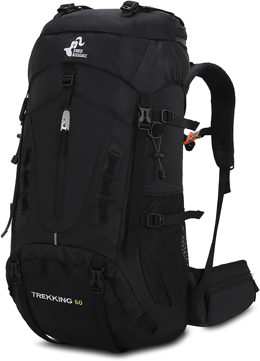 60L Hiking Camping Backpack with Rain Cover, Waterproof Large Capacity Outdoor Sport Travel Daypack Climbing Touring (Black)