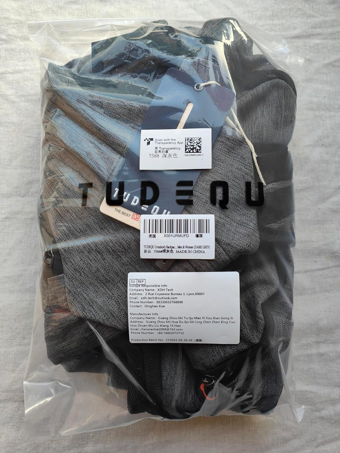 Sling Backpack, 8 Pockets Sling Bag Crossbody, 19L Large Sling Bag for Men Travel Crossbody Backpack Hiking Outdoor