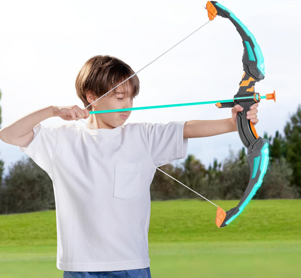 Kids Bow and Arrow Set, LED Light up Archery Toy Set with 9 Suction Cup Arrows, Target & Arrow Case, Indoor and Outdoor Hunting Play Gift Toys for Kids, Boys & Girls Ages 6-12