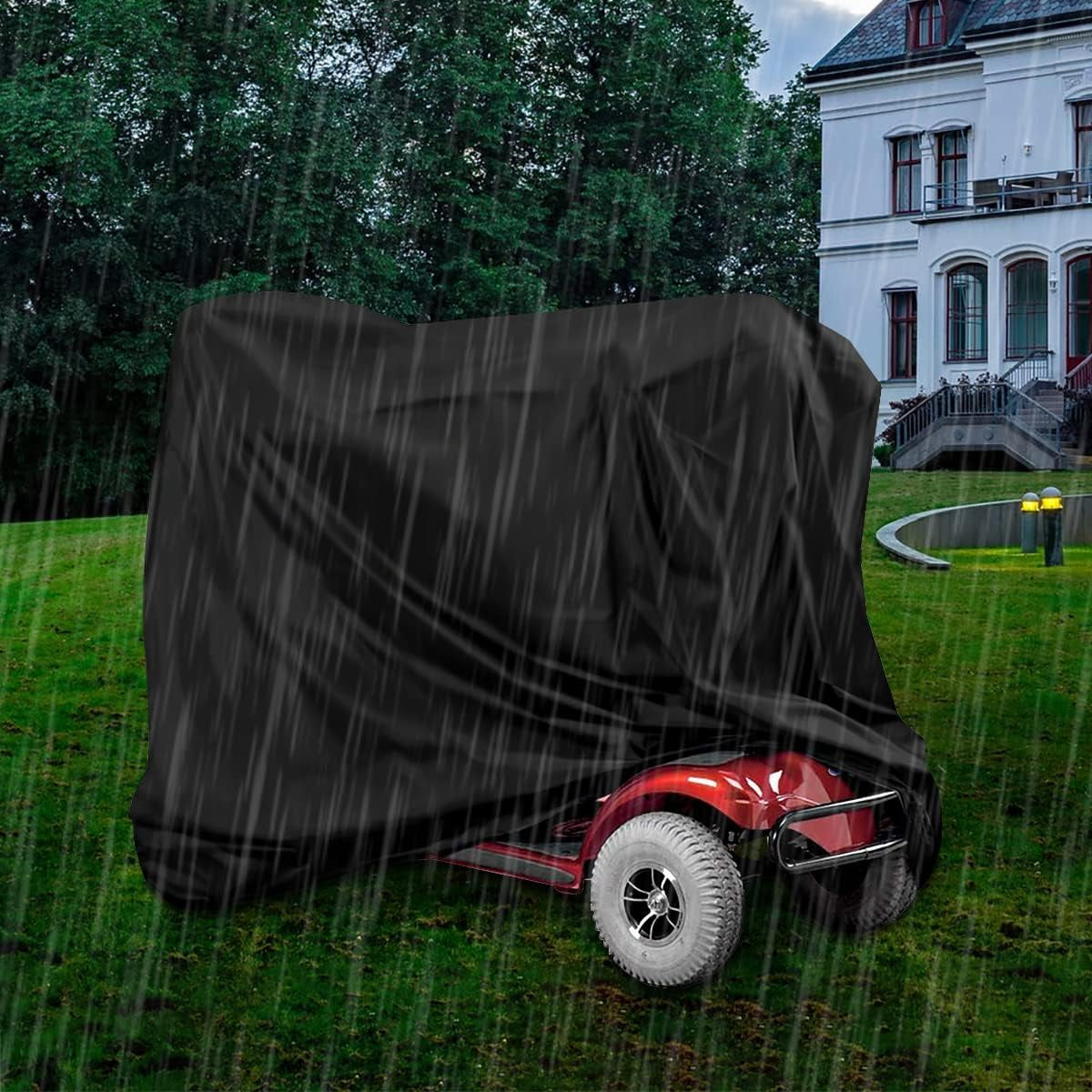 Mobility Scooter Cover Waterproof Heavy Duty 190D Oxford Anti-Uv Wheelchair Storage Cover with Storage Bag anti Dust Motorbike Protect Cover for Most Mobility Scooter Easy to Clean (170X61X117Cm)