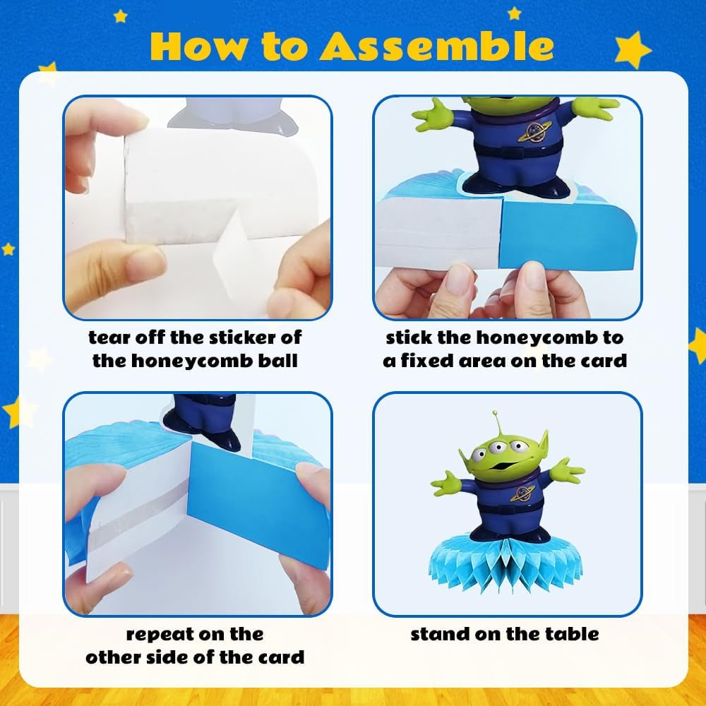 Centerpiece Table Decorations - 3D Honeycomb Party Favors - 9Pcs Set Story Toy Game Birthday Cake Decor for Boys and Girls - Ideal for Themed Parties, Special Occasions