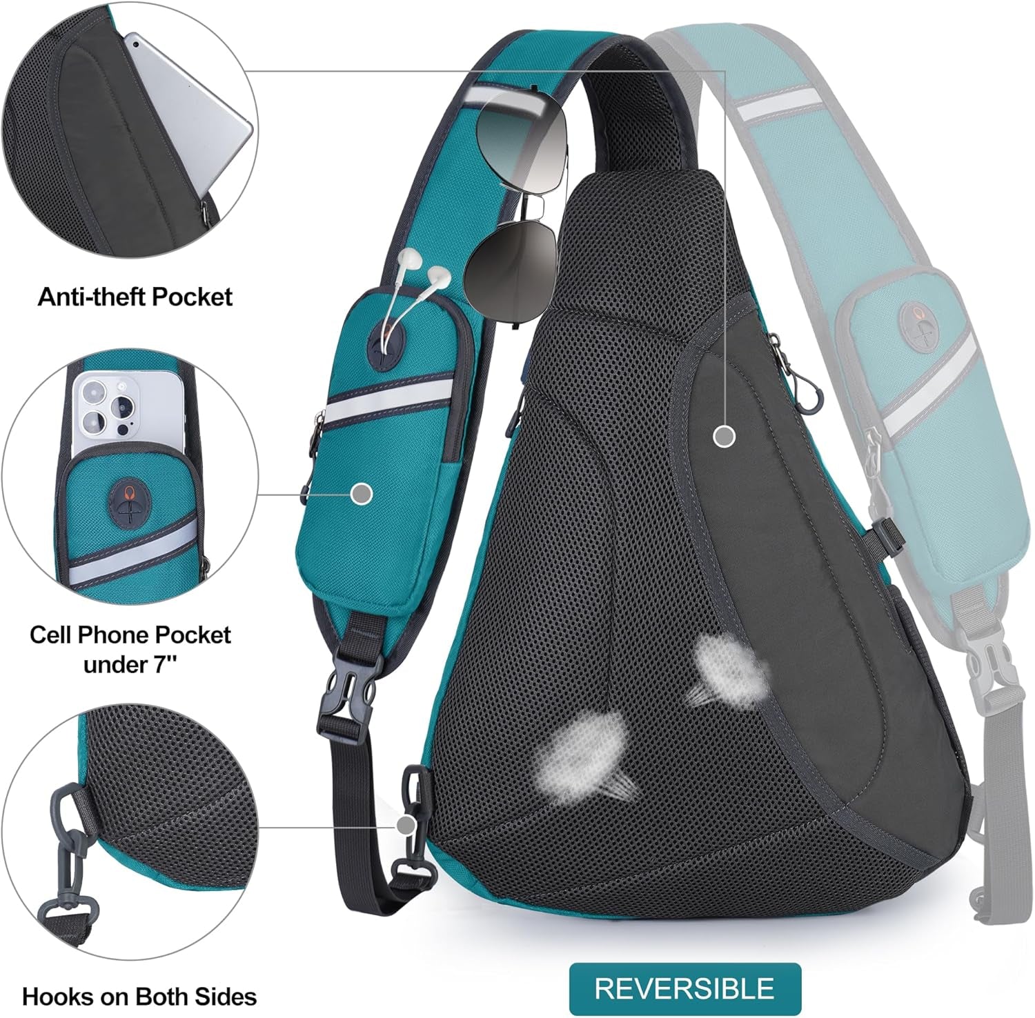 NEVO RHINO Crossbody Sling Backpack 18L Large Sling Bag for Men with Phone Pocket Shoulder Bag for Men, Women Sport Daypack