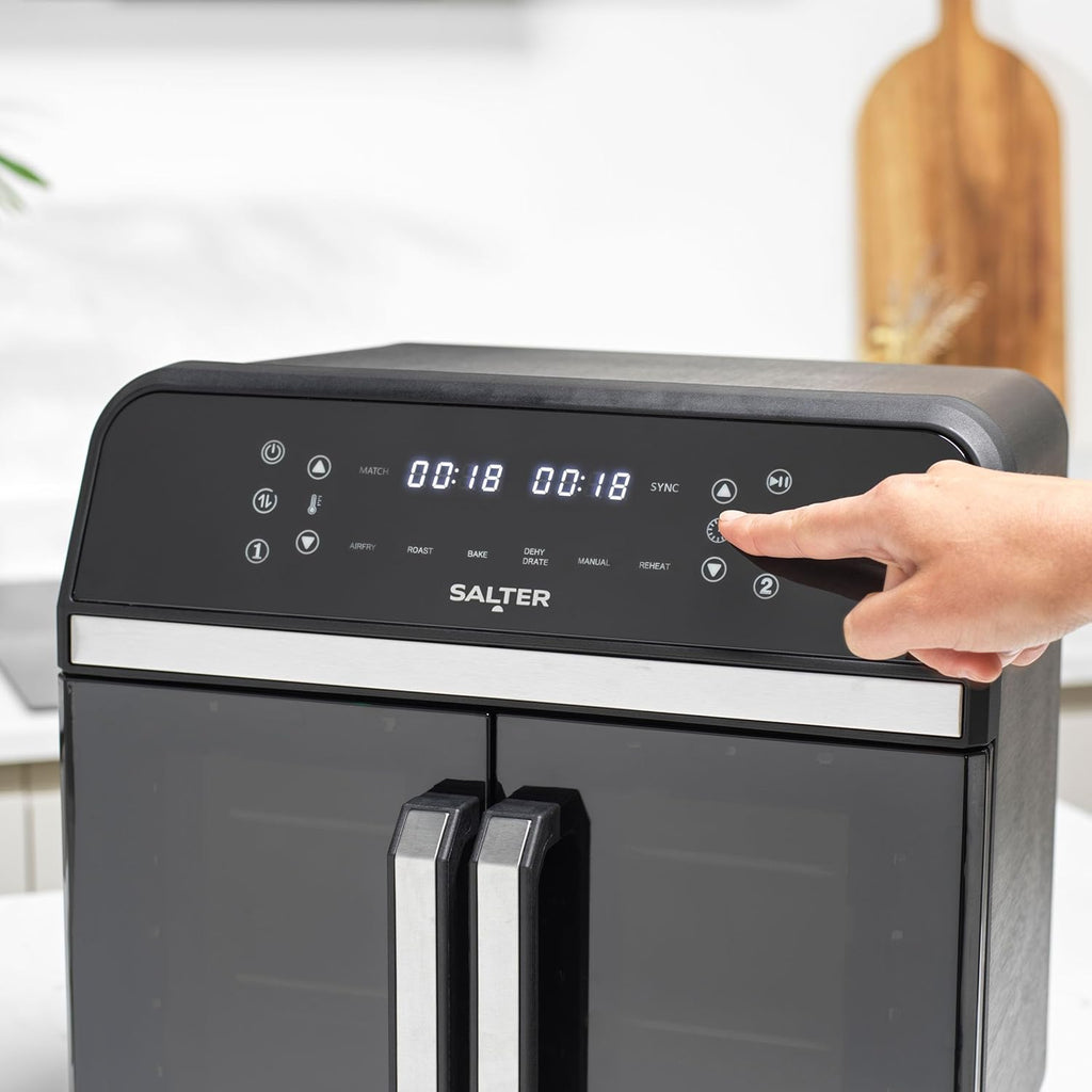 XL Air Fryer Oven - 15L with Divider for Dual Cooking, 6 Presets with Rotisserie, Oil-Free Multicooker, Non-Stick Racks & Accessories, Multi-Level Cooking, 2300W