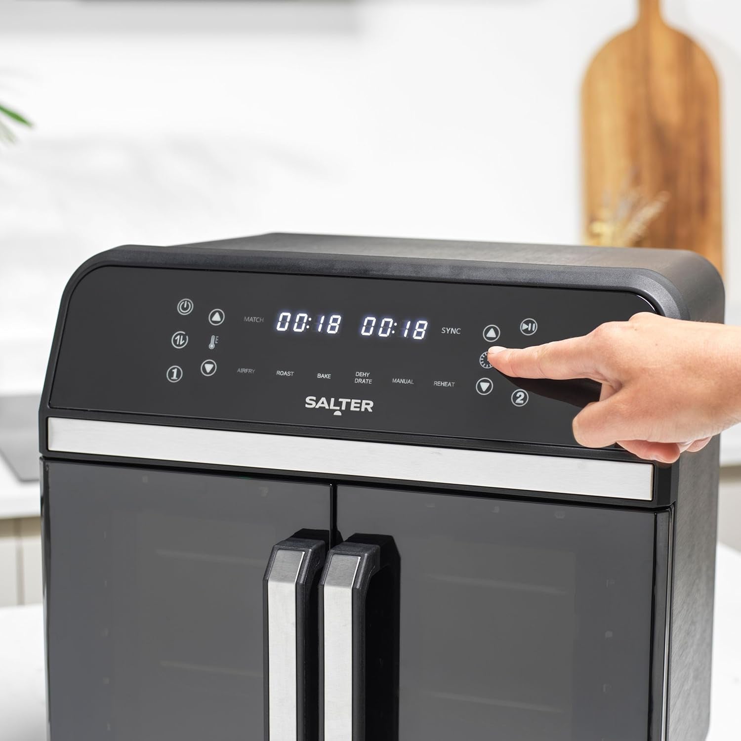 XL Air Fryer Oven - 15L with Divider for Dual Cooking, 6 Presets with Rotisserie, Oil-Free Multicooker, Non-Stick Racks & Accessories, Multi-Level Cooking, 2300W