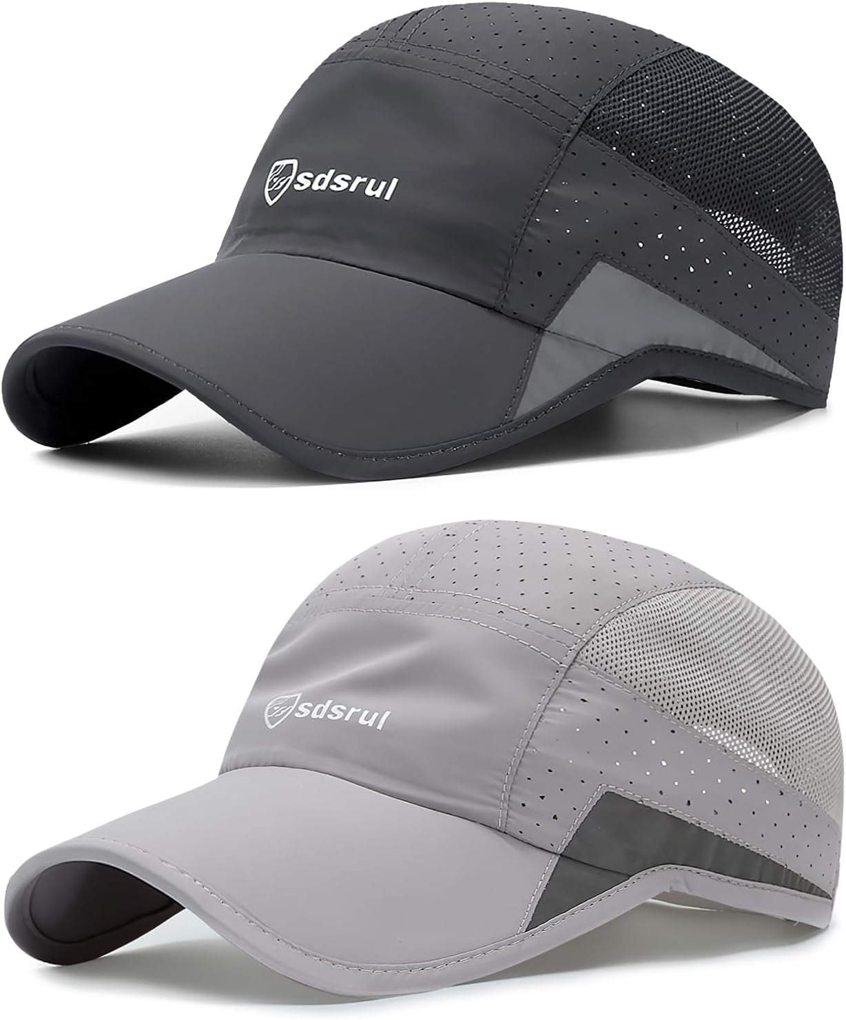 2 Packs Quick Dry Mens Baseball Cap,Sports Lightweight Running Caps Hat,Breathable Folding Mesh Adjustable Sun Hats, Summer UV Protection Outdoor Hats for Hiking Walking Climbing Fishing