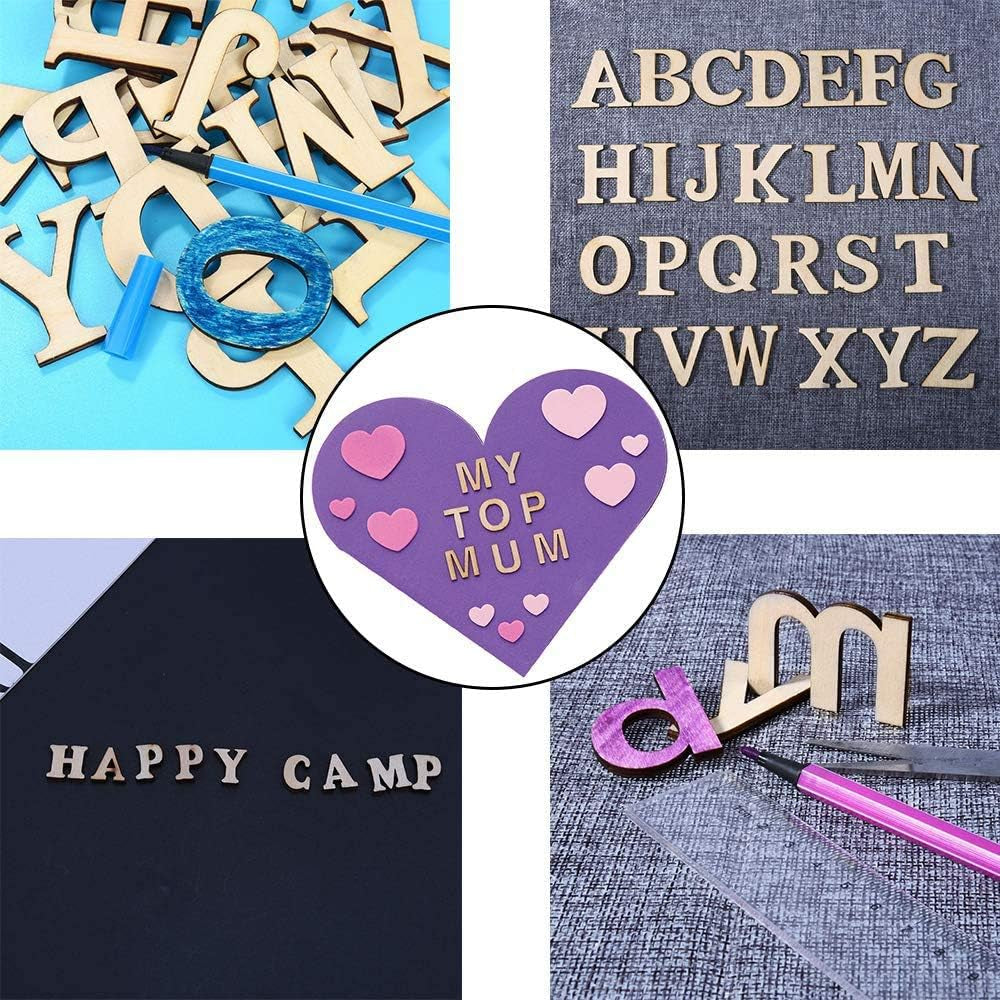 100Pcs Small Mini Wooden Letters for DIY Craft Letters A-Z Home Decor Kids Early Educational Learning Toys Games