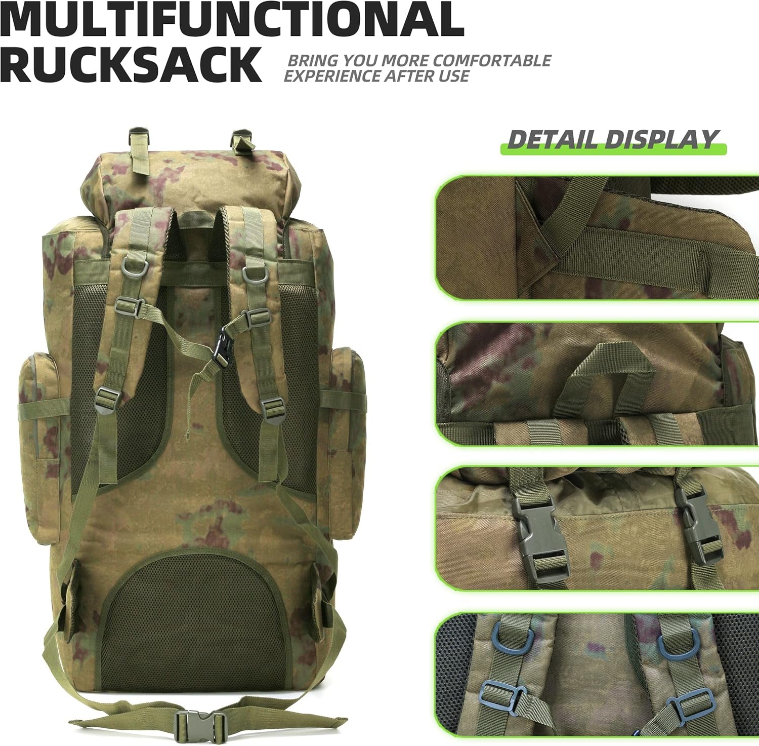 100L Camping Hiking Backpack Molle Rucksack Military Camping Backpacking Daypack