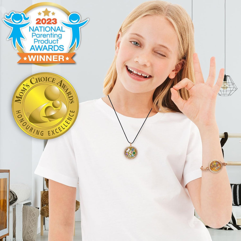 Charmwow Jewelry Making Kit for Girls 8-12 - 9 Year Old Girl Gifts Idea, Birthday Gifts for Girls & Tweens - Necklace & Bracelet Set with Lockets & Mini Charms