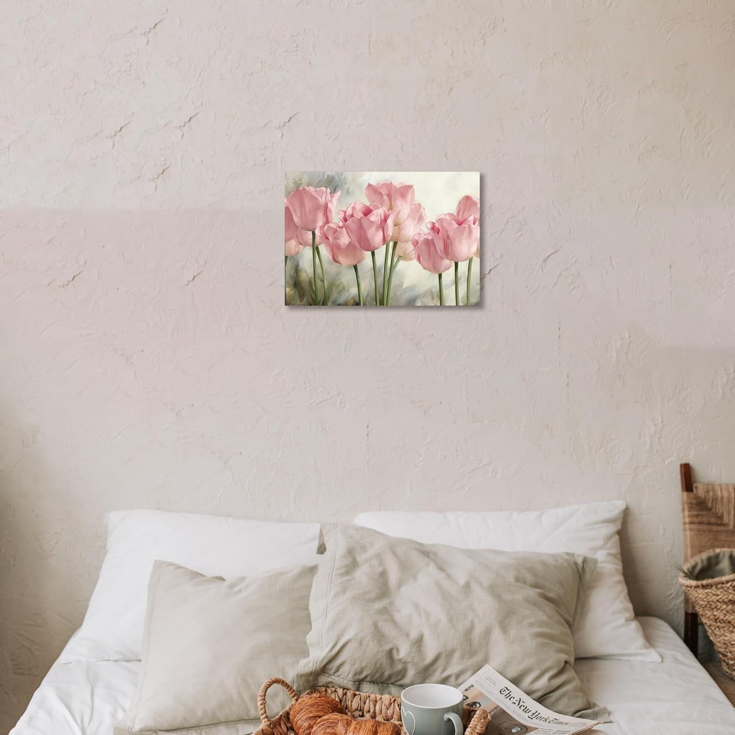 DIY Paint by Numbers Oil Painting Canvas for Kids or Adults Beginner with Brushes and Acrylic Paints Frameless(40X50Cm Tulip)