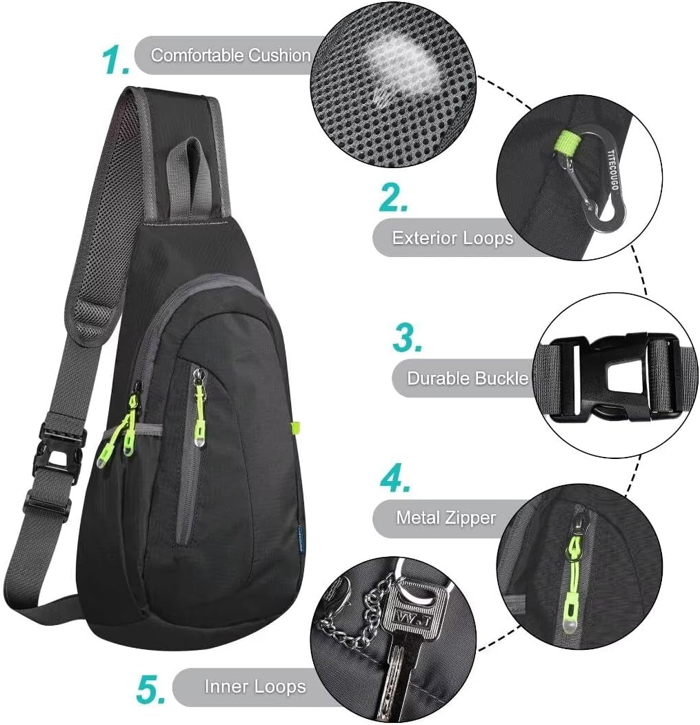 Small Sling Bag, Lightweight Crossbody Backpack for Men Women, Shoulder Bag for Sports and Outdoor