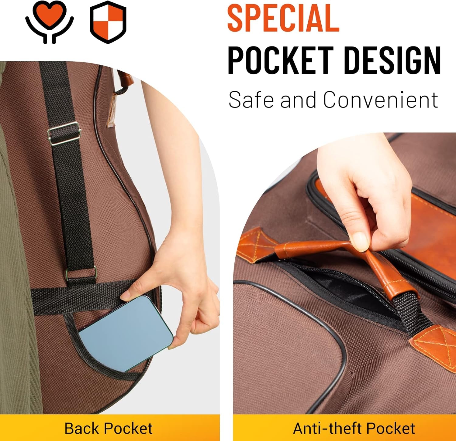 Guitar Bag Acoustic 40 41 42 Inch Guitar Case Upgraded Premium Version 12Mm Sponge Padded