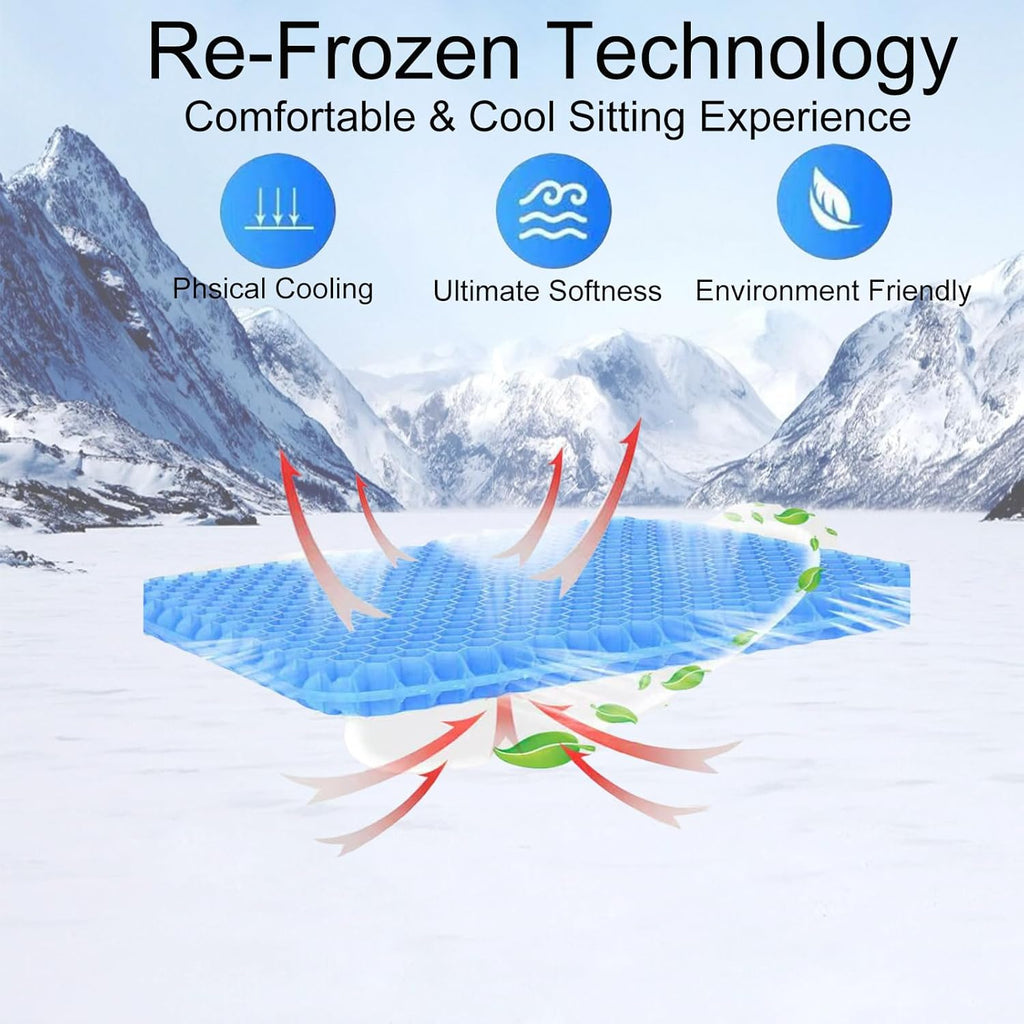 Soft Sitter Cushion,Honeycomb Double Thick Gel Seat Cushion with Anti-Slip Cushion Cover,Cooling Chair Cushion Egg Chair Cushion for Home Office Car, Wheelchair (47 X 44 Cm)