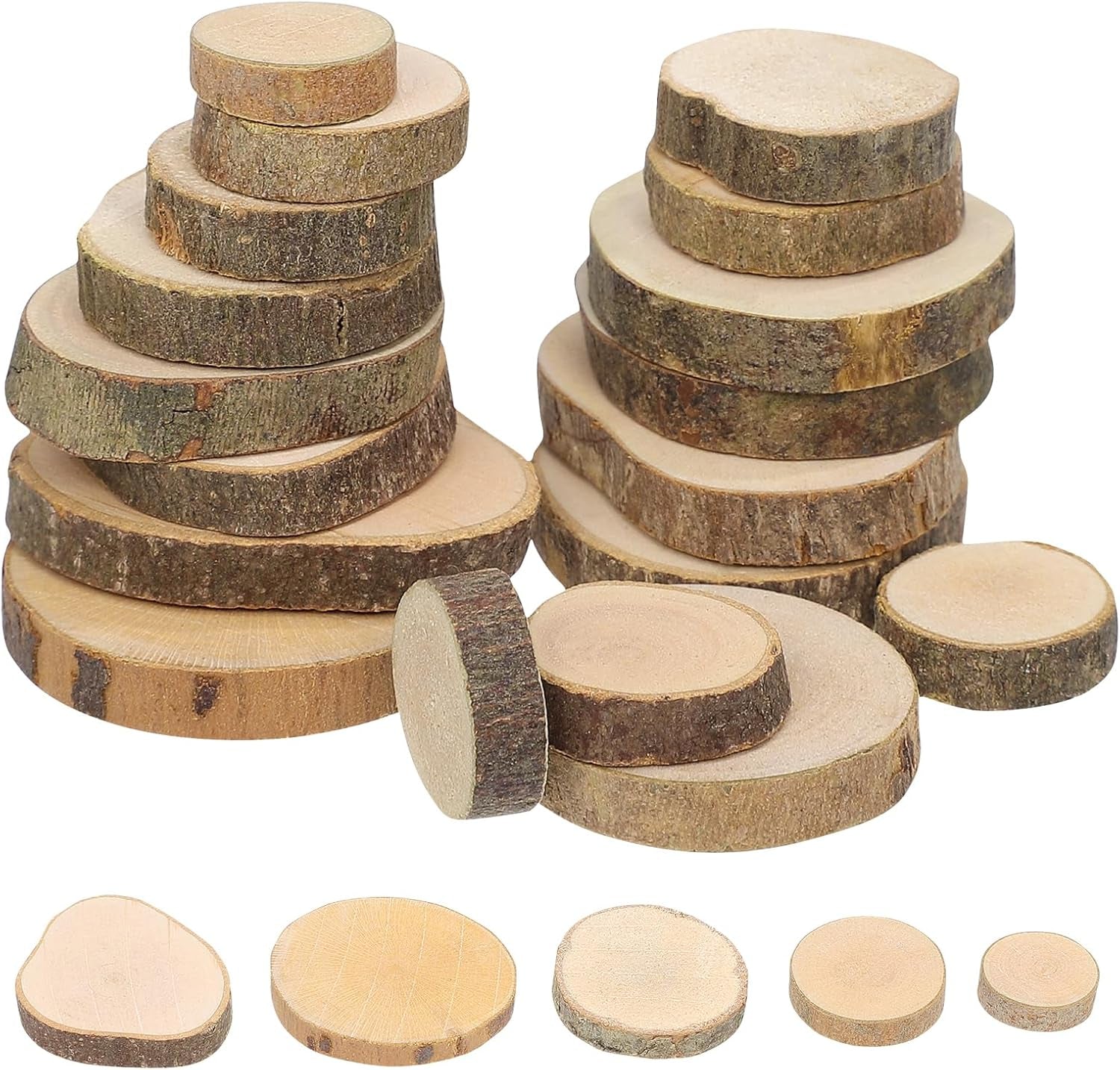1.5 – 3 Cm Wooden Log Slices / Discs for DIY Crafts - Wedding Centrepiece - 100 Items