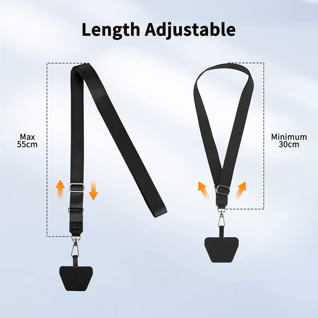Universal Mobile Phone Chain, 2 Pcs Adjustable Collar Lanyard and 2 Pcs Durable Patches, Lanyard Mobile Phone Neck Strap Compatible with Most Smartphones