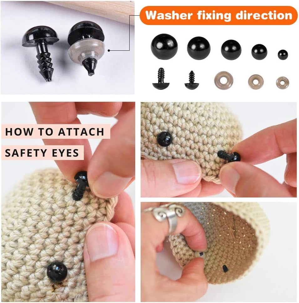 Safety Eyes and Noses, 560PCS Included Colourful Craft Doll Eyes 170Pcs (6-14Mm) Safety Nose in Various Size 110Pcs Washers 280Pcs, Animal Safety Eyes for Toys Making Knitted Plush…