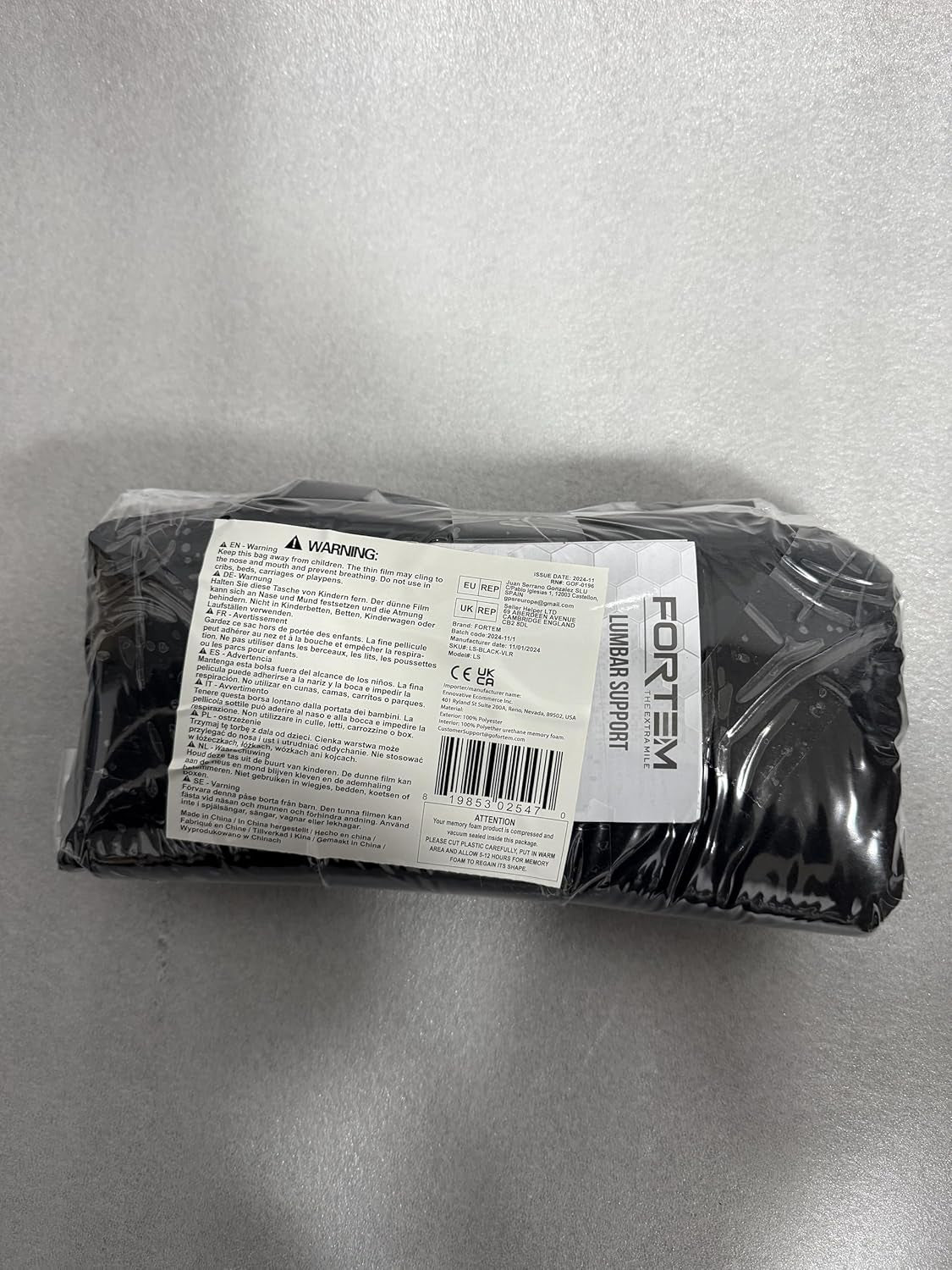 Lumbar Support Cushion, Back Support for Office Chair and Car Seat, Back Rest for Gaming Chair, Memory Foam Pillow, Desk Chair Cushion, Breathable & Washable Cover, Adjustable Straps