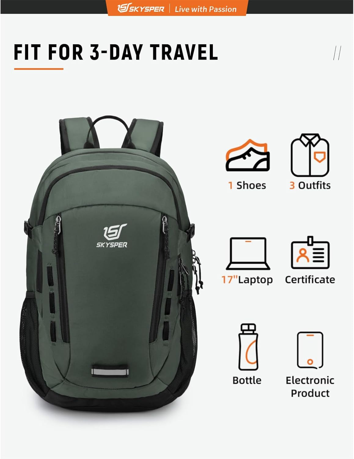 Hiking Backpack 30L Lightweight Travel Backpack Hiking Day Pack for Men Women(Green)