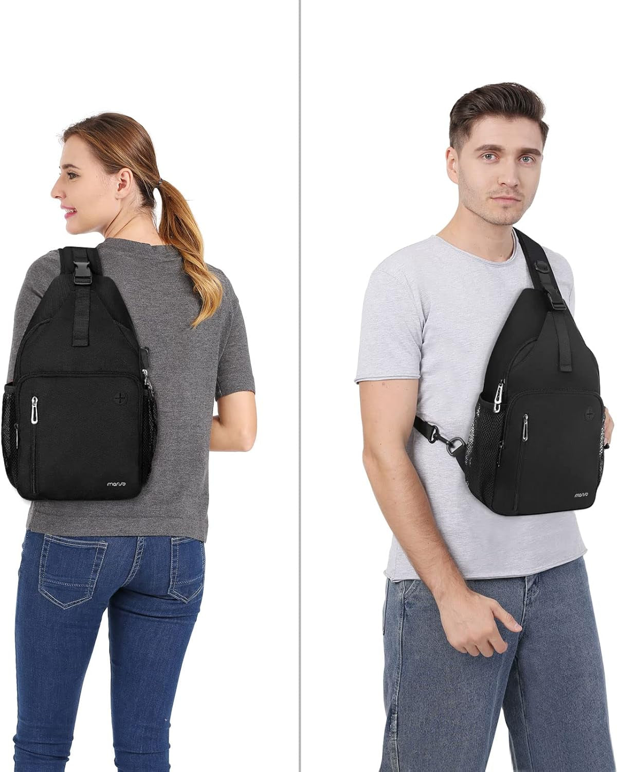 Sling Backpack Bag, Crossbody Shoulder Bag Travel Hiking Daypack Chest Bag with Front Square Pocket&Usb Charging Port