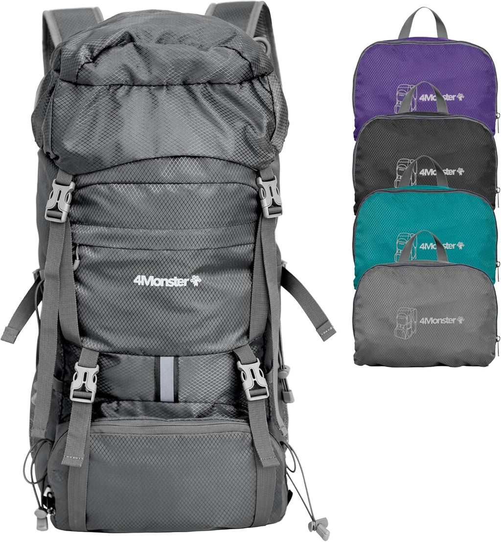 Portable Hiking Backpack,Lightweight Packable Hiking Daypack,Water Resistant Carry on Backpack for Travel Camping Outdoor (32L, Sliver)