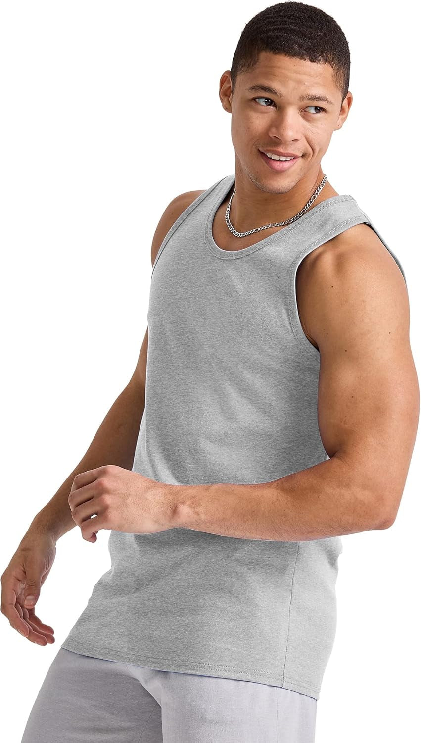 Men'S Essentials Top Pack, Midweight Cotton Tanks, Sleeveless Shirts, 3-Pack