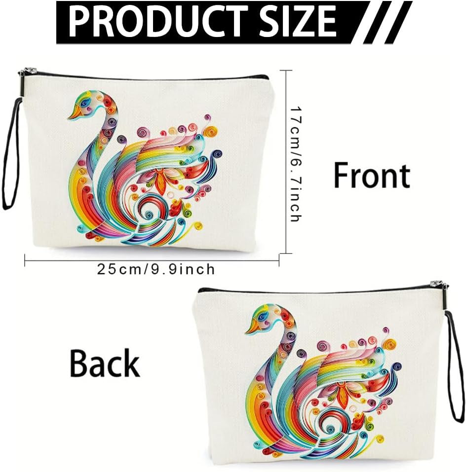 Small Makeup Bag for Handbag, Travel Toiletry Organiser, Makeup Brush Pouch Cosmetic Bags, Music Alphabet Animal Theme Bag, Compact Portable Storage for Women Girls