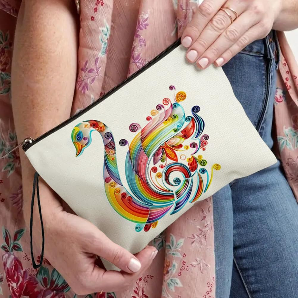 Small Makeup Bag for Handbag, Travel Toiletry Organiser, Makeup Brush Pouch Cosmetic Bags, Music Alphabet Animal Theme Bag, Compact Portable Storage for Women Girls