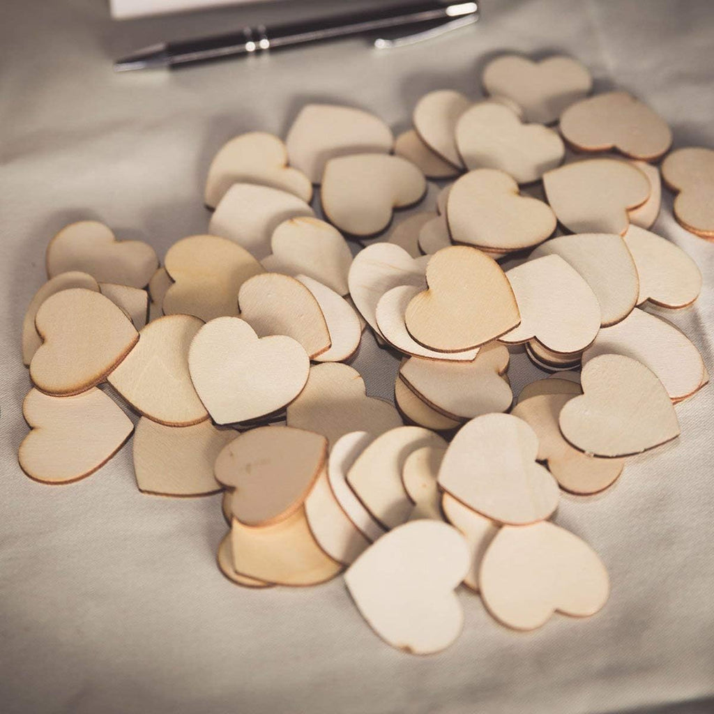Rustic Wooden Hearts (5Cm) X100 - Love Heart Guest Book Accessory for Weddings Decoration