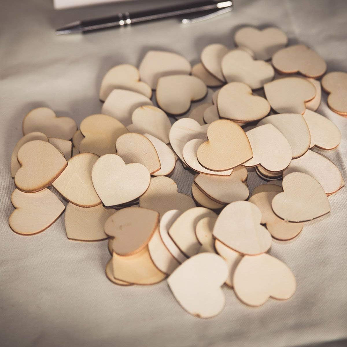 Rustic Wooden Hearts (5Cm) X100 - Love Heart Guest Book Accessory for Weddings Decoration
