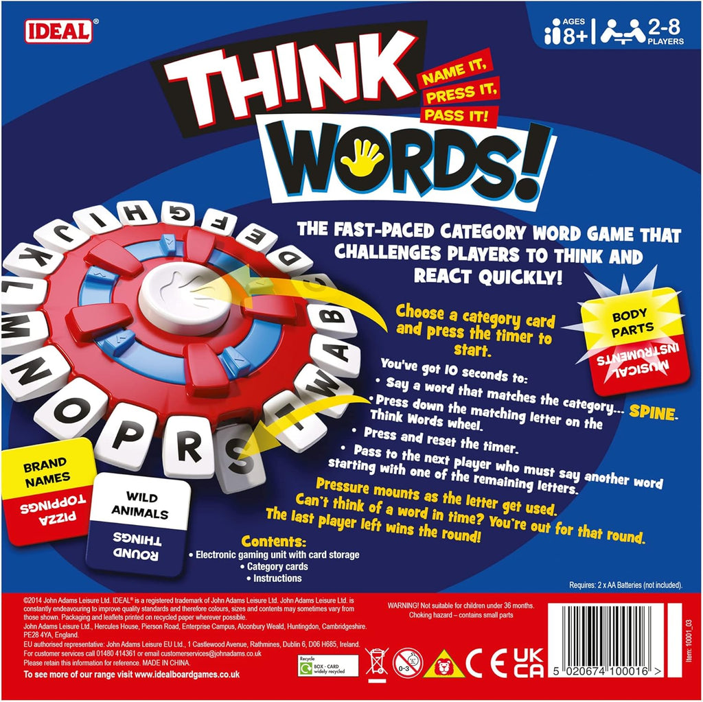 Think Words: the Quick Thinking, Letter Pressing Game! | Family Games | for 2-8 Players | Ages 8+