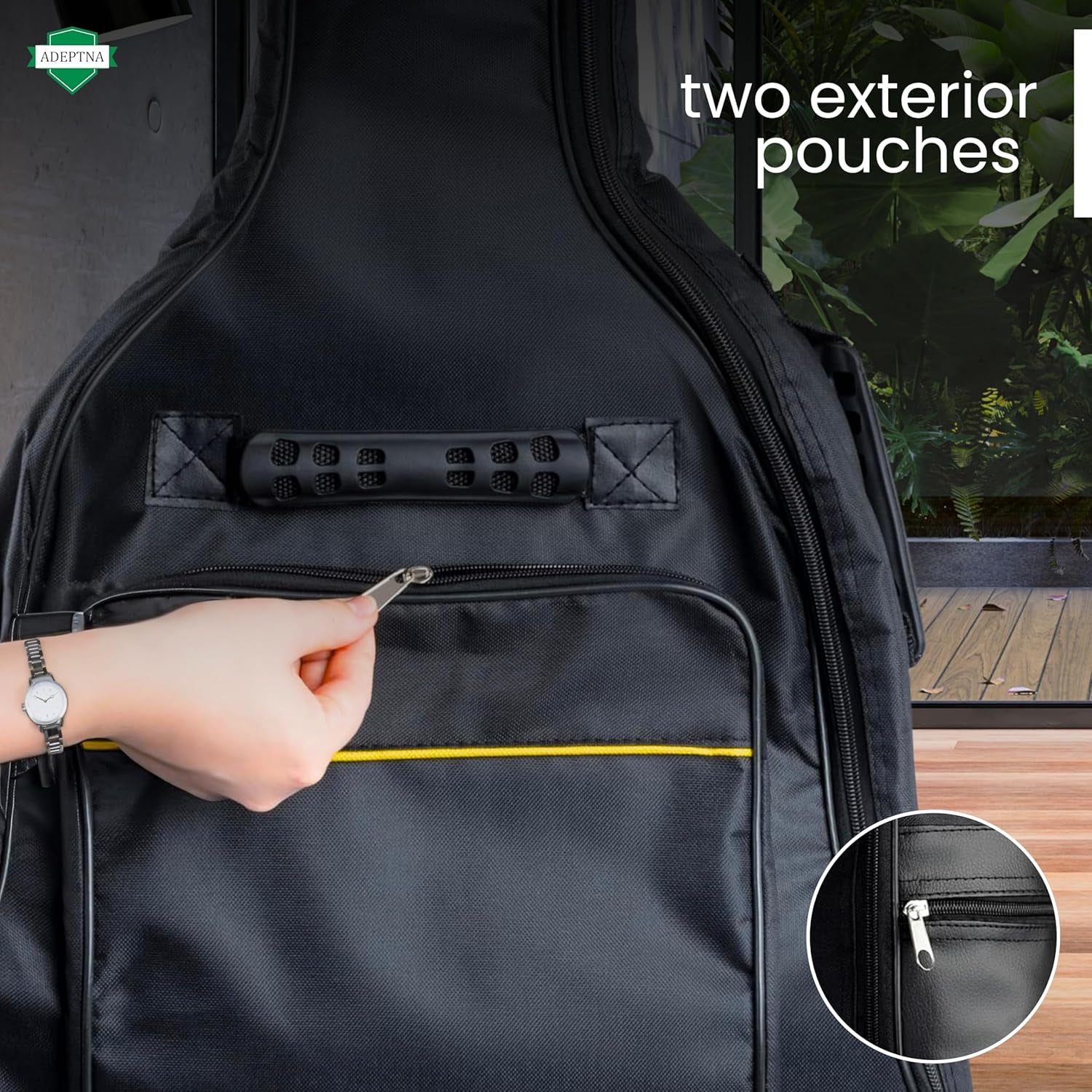 Heavy Duty Full Size Padded Protective Waterproof Classical Acoustic Guitar Back Bag Carry Case-Fully Waterproof Cover, Foam Padding- Black