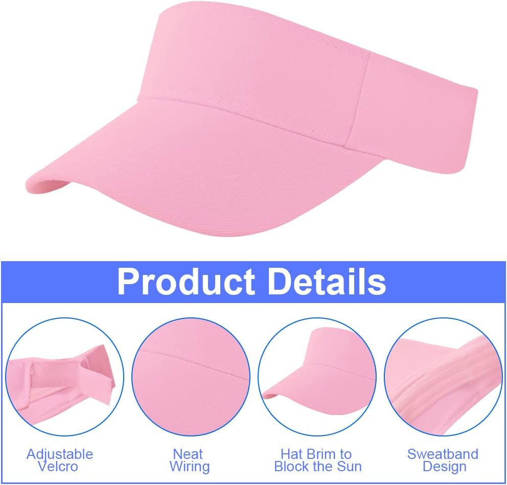 Sun Visor Cap for Women, Plain Empty Top Baseball Cap Adjustable Sports Casual Cap, Breathable Ponytail Baseball Hat, Unisex Twill Golf Tennis Summer Visor Hats for Outdoor