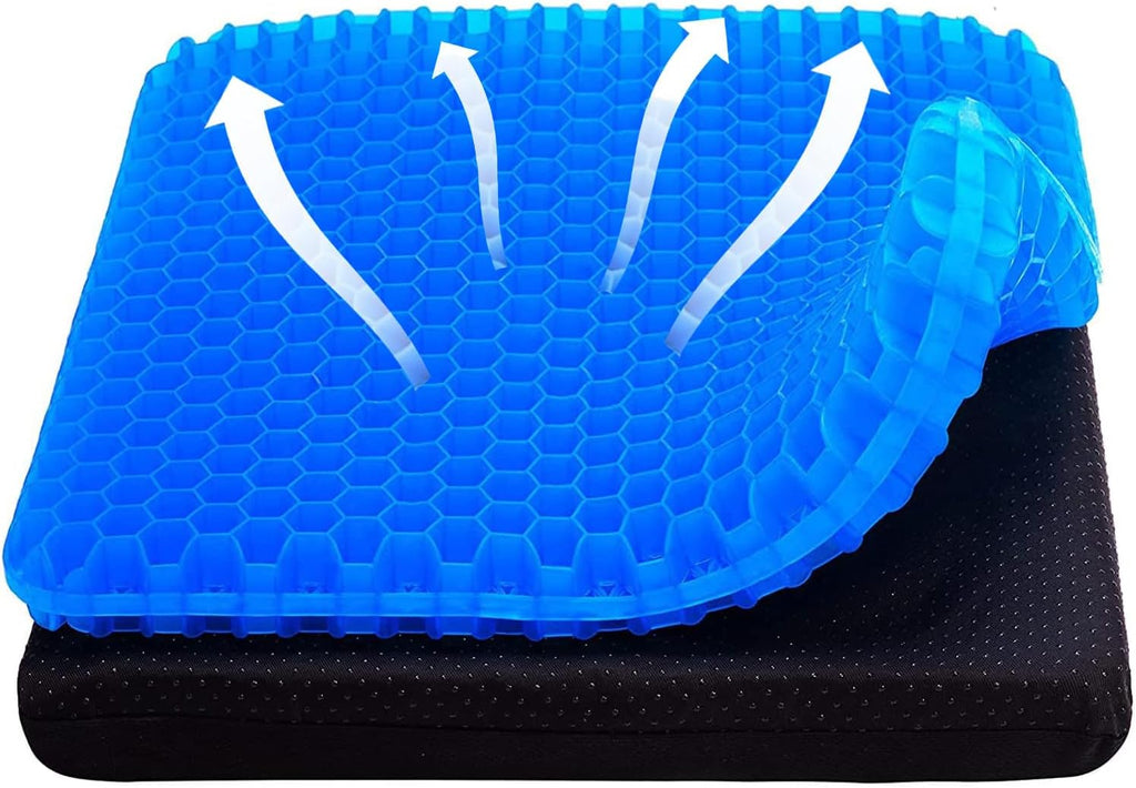 Soft Sitter Cushion,Honeycomb Double Thick Gel Seat Cushion with Anti-Slip Cushion Cover,Cooling Chair Cushion Egg Chair Cushion for Home Office Car, Wheelchair (47 X 44 Cm)