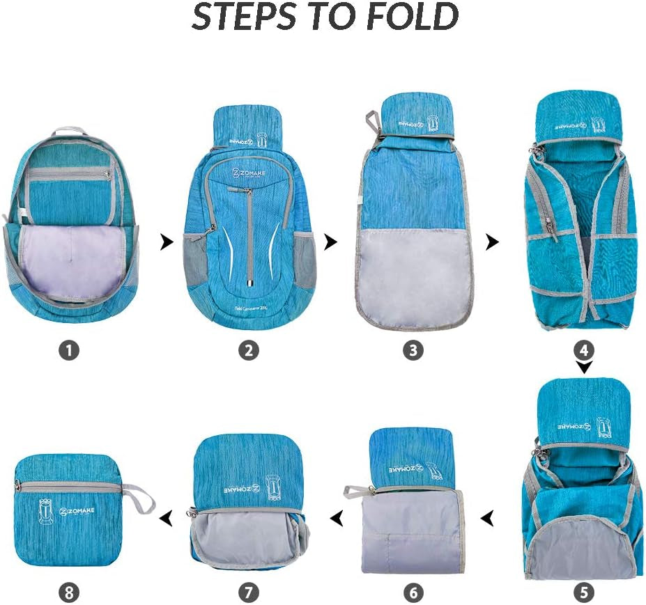 25L Ultra Lightweight Packable Backpack, Foldable Hiking Backpacks Water Resistant Small Folding Daypack for Travel(Light Blue)