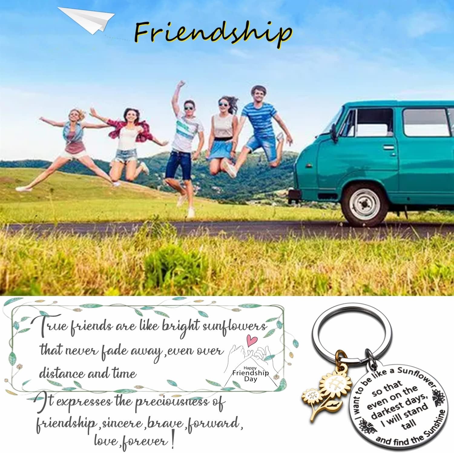 Gifts for Women,Inspirational Keyring,Sunflower Keyrings,Christmas Birthday Gift for Friend Son Daughter Sister Leaving Gifts for Colleagues