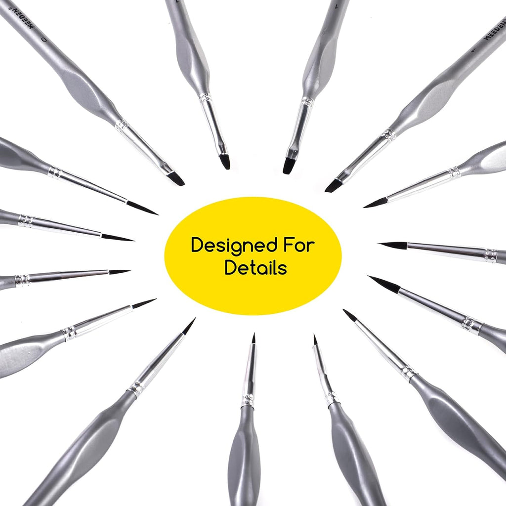 Miniature Paint Brush Set,15 Tiny Detail Paint Brush Set, Professional Fine Tip Paint Brush, Micro Detailing Paint Brushes for Acrylic Watercolor Oil Painting- Model Face Nail Craf