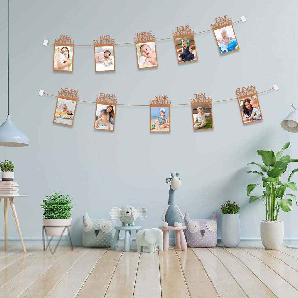 1St Birthday Decorations for Girl & Boy, 12Pcs Banner with Photo