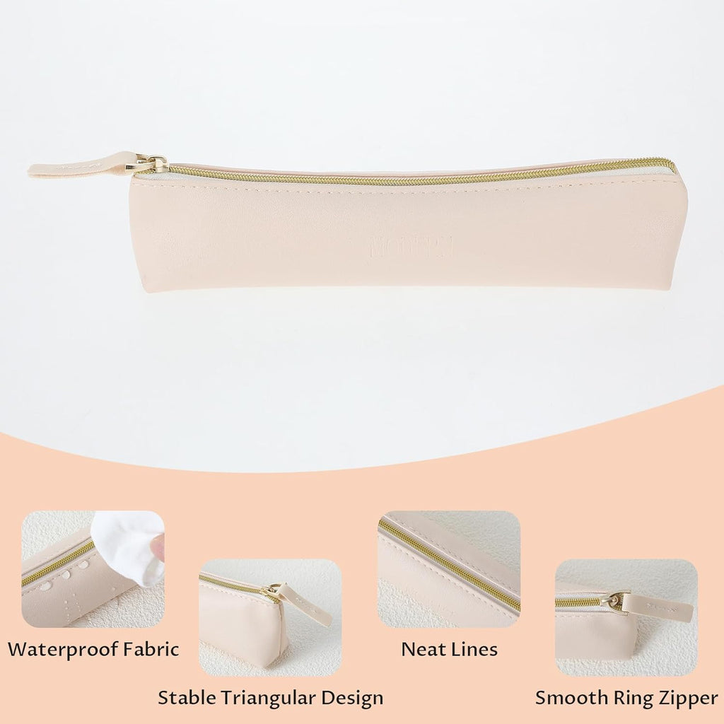 2 Pcs Portable Travel Cosmetic Bag Small Leather Makeup Pouch Slim Pencil Case Bag Waterproof Make up Bag with Zipper Mini Cosmetic Accessory Organizer for Women Girls