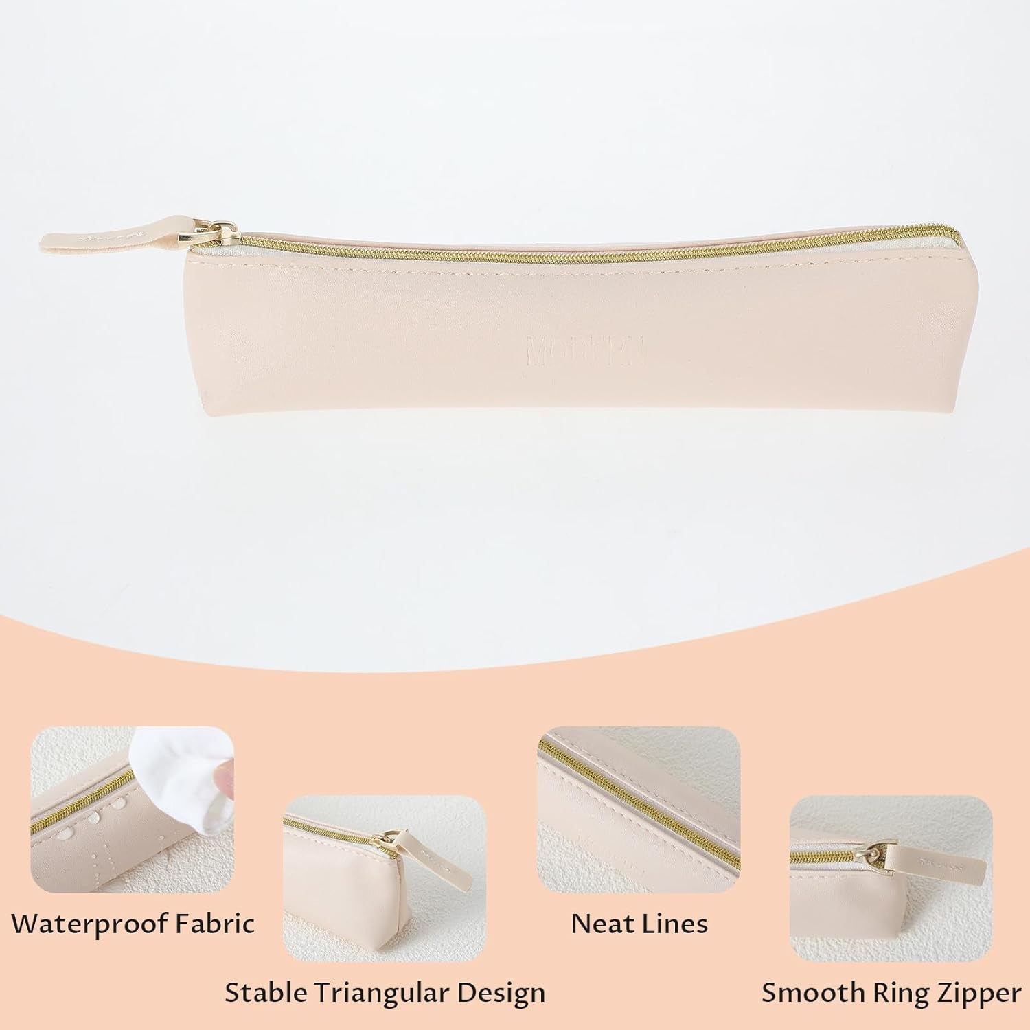 2 Pcs Portable Travel Cosmetic Bag Small Leather Makeup Pouch Slim Pencil Case Bag Waterproof Make up Bag with Zipper Mini Cosmetic Accessory Organizer for Women Girls