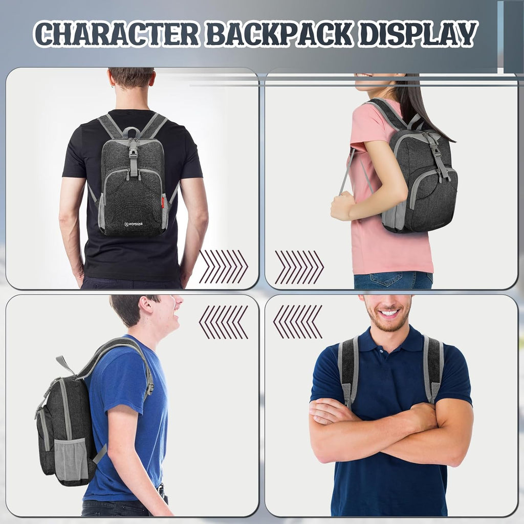 Ultra Lightweight Backpack 10L, Small Hiking Daypack Water Resistant Travel Daybag Ultra Light Backpacks for Hiking (Black)