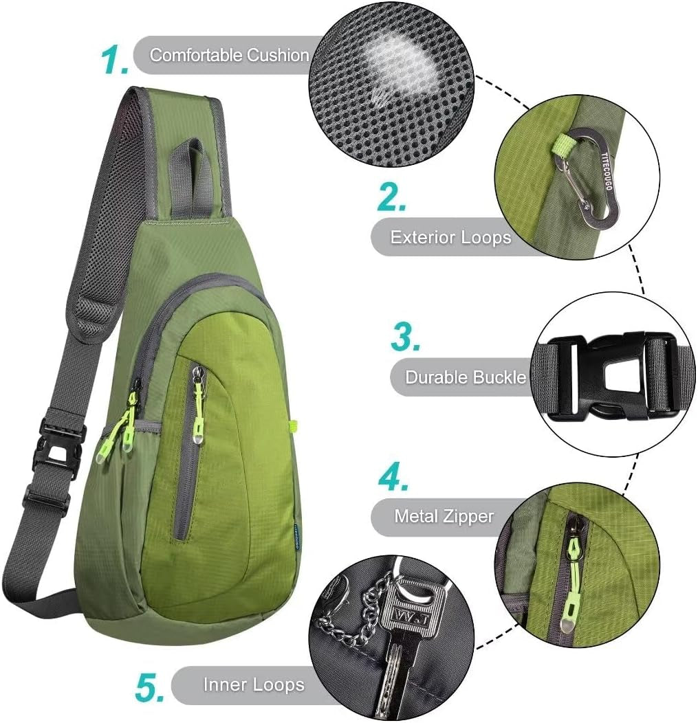 Small Sling Bag, Lightweight Crossbody Backpack for Men Women, Shoulder Bag for Sports and Outdoor