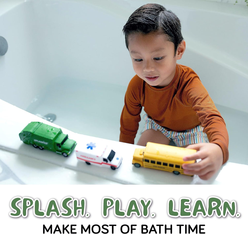 Mold Free Bath Toys for Babies & Toddlers, Car No Hole Bath Toys for Kids, Toddler Gift, No Mold Bathtub Water Vehicles Set for Kids, Pool, Bpa-Free, Safe, Fun, Infant Ages 1 3 6 12 18 Months